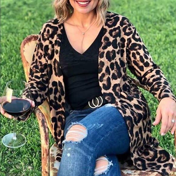 COPY - 🎉HP🎉Leopard Print Fall Cardigan New Lightweight Coat - Picture 1 of 11